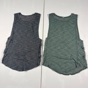 Lululemon Var-City Muscle Shirt Tank Top Green Gray Womens Size 6 LOT OF 2
